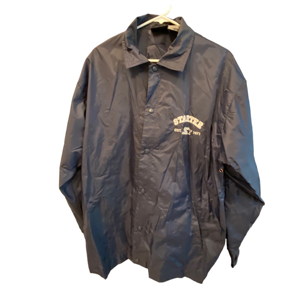 Vintage Navy Blue STARTER Baseball Snap Down Windbreaker Jacket Men’s M MINTY
